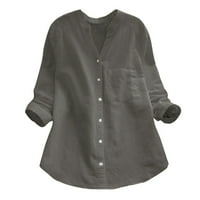Modne ponude pod ženskim Henley V izrez majica Casual Tops Ljetni gumb dolje majice Labavi tunik Bluze