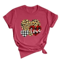 Odjeća za Valentine Žene Leopard Ispis Lote Ispiši kratki rukavi okrugli vrat Labavi majica