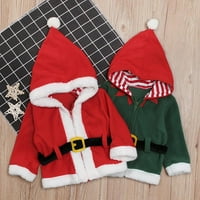 Toddler Baby Boys Djevojke Božićne kostime Santa jaknu s kapuljačom s kapuljačom dugih rukava Fleece