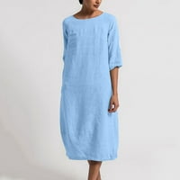 Ženska pamučna posteljina haljina Ljeto casual plus veličina visoki maxi haljine sa rukom s rukavima