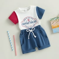 TODDLER Baby Boy odjeća Kratki rukav Pisma ispis majica Top Hotchas setovi letnje 4. jula Outfit