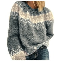 Džemper za žene - udoban labav pleteni džemper pulover s dugim rukavima odštampani slobodno vrijeme