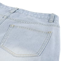 Žene Jeans Solid Color High-Struiste povremene pantalone sa širokim nogama