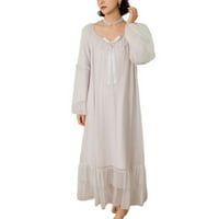 Homgro ženska čipka sita viktorijanska noćna kratka haljina s dugim rukavima MESH billowy Loungewears