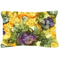 Sažetak Cvijeće ljubičasta i žuta tkanina ukrasni jastuk