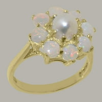 British Made Curl Huld Gold kultivirani Pearl & Opal Womens Obećani prsten - Opcije veličine - Veličina
