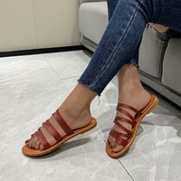 Sandale za žene modna platforma modna ljetna puna boja kožna kaišom kombinirani set toe ravne sandale