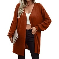 Hinvhai ženski kaput plus veličine Žene Čvrsti labavi kardigan dugih rukava Jesen kaput bluza narančasta