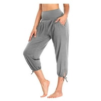 Ženske joge hlače labav trenerke Comfy Lounge Joggers sa džepovima joga hlače sive s