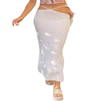 Nokiwiqis žene na plaži midi suknja, struk šuplje pletenje vidi preko mini haljine