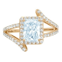 2.1ct smaragdni rez plavi simulirani dijamant 18k žuti zlatni gravirajući izjavu svadbeni godišnjica