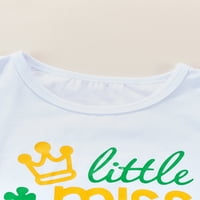 Sunost Sunčana St. Patrickov dan Djeca dječje djevojke odjeću ruffles Pismo majica kratkih rukava + selovo slojeviti suknje za sjedenje bijele 4- godine