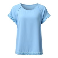 Žene okrugli vrat Čvrsti kratki rukav Ležerni majica, bluza za bluze, žene labave fit vrhovi prazne majice