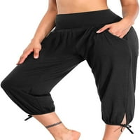 Duks Capri za žene Ljetne casual visoke rastepetne hlače sa džepovima obrezane pantalone