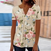 Feterrnal ženska bluza za bluzu za majicu Retro Print kratki rukav casual osnovni okrugli vrat Redovito
