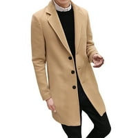 Tking modni muškarci službeno smanjuje se s figske overjacket duga vuna topla jakna - smeđa XL
