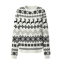 Ženski božićni pulover Duks casual dugih rukava Crewneck Print Basic Tee T majica Bluza vrh