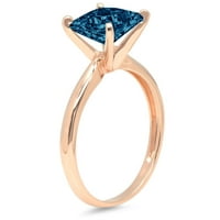 2.5ct Princess Cut Prirodni London Blue Topaz 18K ružičasto zlato Angažovanje prstena veličine 6.5