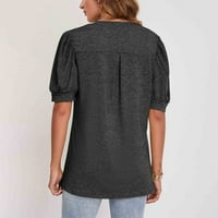 Ženske vrhove kratkih rukava, pune bluze Ležerne dame Ljeto V-izrez Fashion Tamno sivi XL