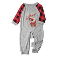 Porodica Chirstamas Podesite roditelj-Child Attire Funny Elk Xmas odijela Patchwork Red Plaid Ispirana