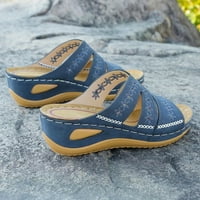 Zpanxa papuče za žene višebojne vezene sandale sa klinnim ribljim platformom za usta cipele Flip flops