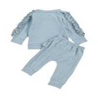 Novorođenče Djevojke modne dvodijelne odjeće set dugih rukava ruffle top + hlače postavljene za dječje