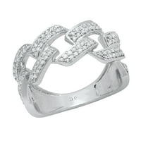 DazzlingRock kolekcija okrugla bijela dijamantna blica kubanska link band prsten za žene u 10k bijelo