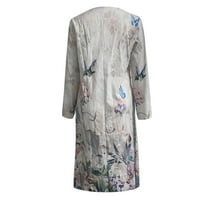 Amousa Dame casual modni ispisani okrugli vrat Dugme dugih rukava haljina s džepovima ljetna haljina