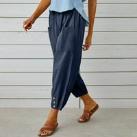 Ženske hlače Casual visoke struke Kapri sa džepovima široke pantalone za žene za žene