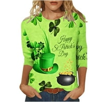 Ženska košulja Svetog Patrika Buffalo Plaid Shamrock Vintage Clover Graphic T Majica Holiday Tee Tops
