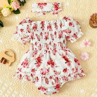 Toddler Baby Girls Penjačka odjeća s kratkim rukavima cvjetni print ROMPER kombinezon BodySuits Trake