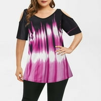 Guvpev ženske modne trend okruglih majica za vrat Print Tops plus veličina Ženska trend vrhova - ružičasta