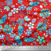 Soimoi Orange Japan Crepe Satin Tkaninski listovi, insekt i cvjetna umjetnička dekorska tkanina otiskala