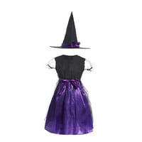 Leodye Clearence Halloween Kids Girls Cosplay kostimske haljine + kapa za kapu za odjeću Outfit Purple