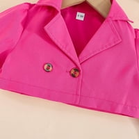 Bjutir Dvije odijelo za djevojčice Toddler Ljeto Dugi rukav Solid Color Color Jacket Bowknot Suspender