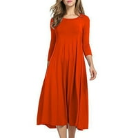 Ženske haljine okrugli izrez casual dužine gležnja otiskala je ljetna haljina na narančastu rupu