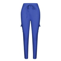 Pantalone za žene vrećaste teretne hlače Žene nisko struk sa džepovima izvlačenja Y2K hlače plave velike
