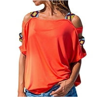 Žene hladno ramene ležerne - Ženske ljetne majice s kratkim rukavima Tunic Strappy Hladni ramena vrhovi