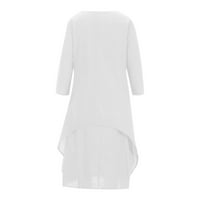 Clearce Women 鈥檚 Asimetrična haljina V izrez Flowy Haljina Naslednježina viljuška haljina Dugi rukava