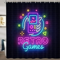 ETRO Video Gagre za zavjese za tuširanje Retro Igre Logo Poliester tkanina za poliester kupaonica Oblikovalo