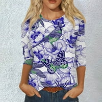 Feternal ljetne bluze za žene Žensko ljeto Tri četvrtine rukava Crewneck Ležerne tiskane bluze Ženske