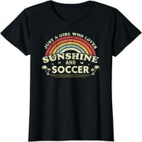 Fudbalska majica. Samo djevojka koja voli sunce i nogometnu majicu za ženske majice kratkih rukava Crni