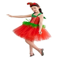 Dječja djevojka Božić Cosplay haljina patchwork gumba bez rukava haljina višeslojnog tuču Tutu Tutu s glavom i grijačima nogu