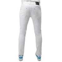 Muške mršave FIT-ove traperice, moda uništene uznemirene ispirene traper jean pantalone, bijelo - 90011,