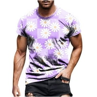 Ayolanni Custom Majica Men Casual Okrugli izrez Cvijet 3D digitalni ispis Pulover Fitness Sportske kratke hlače rukave majica