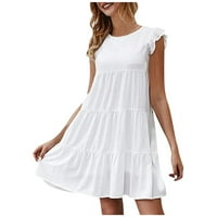 Wefuesd White haljina Žene Žene Ležerne prilike pune boje pune boje slatka puta modna haljina ženske ljetne haljine bijele m
