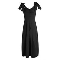 SHPWFBE haljine za žene Crna haljina Ženska bez rukava bez rukava ubrzana Ležerne prilike Elegantne haljine za haljine u struku povremene haljine za žene