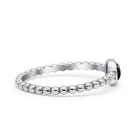 Perlad bend okrugli prsten za prsten oksidirano modno prsten sterling srebrna veličina 6