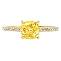 2.7ct jastuk od žuto simulirani dijamant 18k žuti zlatni angažovani prsten veličine 6