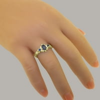 Britanci napravio 18k žuti zlatni prirodni safir ženski rubni prsten - Opcije veličine - Veličina 4,75